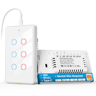 Tuya Wifi switch Type C Timing Voice App Alexa Google Home Smart Home Wireless WiFi RF433 US Wall Touch Switch