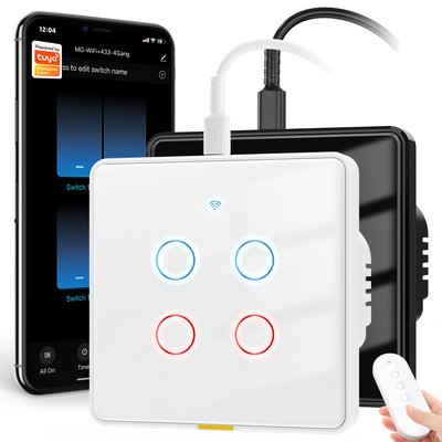 Tuya WiFi switch Type c Timing Voice App Google Home Smart Home EU Light Touch Wall WIFI RF433 110-240v Alexa Switch