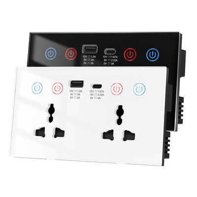 Buy Tuya Smart Wall Socket voice control WIFI Alexa Power Monitor Home Automation US EU UK Plug USB Type-C socket 10A online manufacture