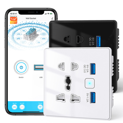 Good price Tuya Wifi Wall Smart Socket Tempered Glass Fast Charger 3.0 USB Smart Home Automation Google Home Alexa Universal US EU UK Plug online