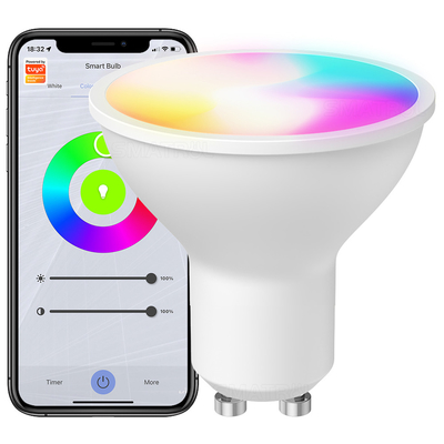 Good price Smart Bulb RGBCW 5W Dimmable Lamps Remote control Work with Alexa Google Home Tuya GU10 WiFi Smart Light LED Bulbs online