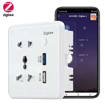 Good price Zigbee Wall Smart Socket Tempered Glass Quick Fast Charger 3.0 Usb Charging Timing Google Home Alexa TuyaUS EU UK Plug online